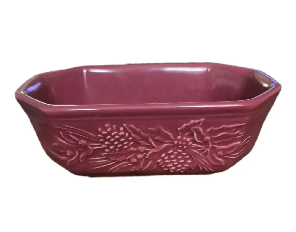 Longaberger Pottery Paprika Mini Small Loaf Bread Pan Woven Traditions